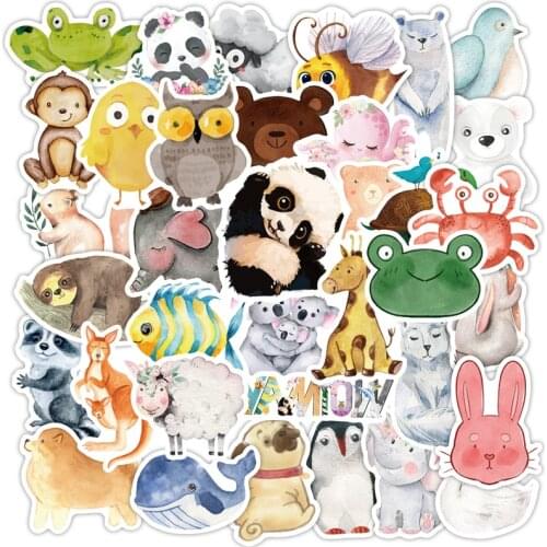 80 PCS Mix Styles Cute Watercolor Animal Sticker Neon Light Warnings DIY Funny Stickers for Laptop Car Luggage Bike Toys