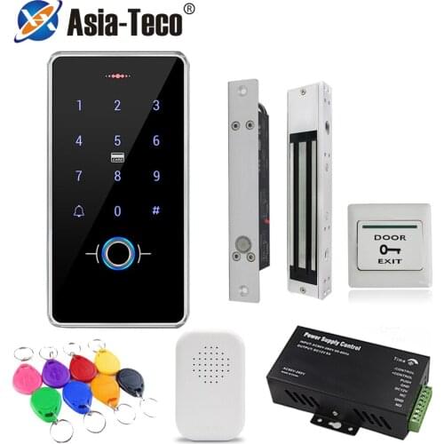 Standalone RFID 125KHZ Door Access Control System Kit Keypad lock with Magnetic Lock DC12V Power Supply with 10 RFID Keyfobs