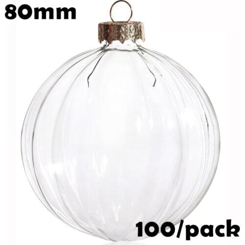Free Shipping Handmade DIY Paintable Christmas Decoration Ornament 80mm Glass Strip Ball, 100/Pack