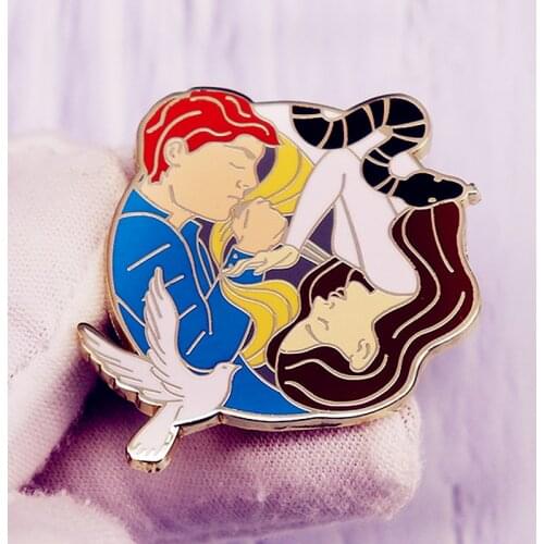 Lou and Reid Serpent and Dove YinYang Brooch Pins Enamel Metal Badges Lapel Pin Brooches Jackets Fashion Jewelry Accessories