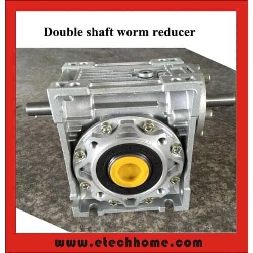 Worm Reducer NRV050-VS Double Extension Shaft 14mm Ratio 5:1 - 100 :1 Worm Gearbox Speed Reducer