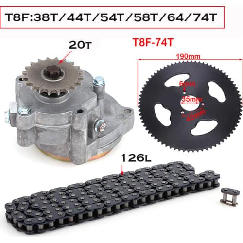 T8F Clutch Drum Gear Box Sprocket with chain for 33cc 43cc 49cc Ty Rod II Go Kart Mini Moto Dirt Bike Scooter Xtreme ATV buggy