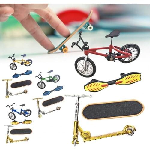 Children Boys Toy Miniature Finger Bicycle Skateboard Vitality Board Scooter Set Birthday Gift Bedroom Tabletop Ornaments