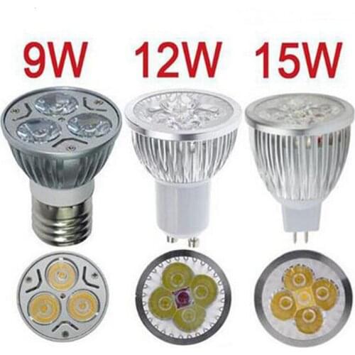 50PCS Dimmable Led Lamp 9W 12W 15W MR16 12V GU10 E27 B22 E14 110V/220V Led Spotlight led bulb downlight lighting
