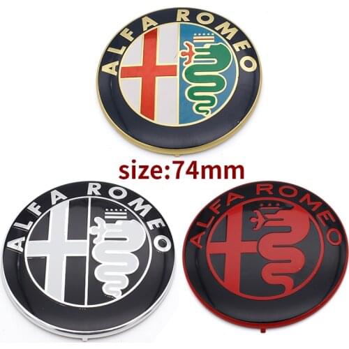 2pcs 7.4cm ALFA ROMEO Car Logo emblem Badge sticker for Mito 147 156 159 166 Free shipping Specials sale Black white Color 74mm