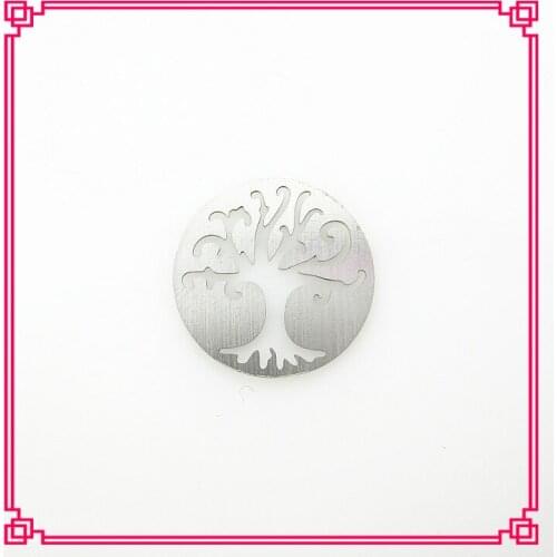 Hot selling stainless steel 16mm silver hollow out life tree window plates fit for 25mm floating locket