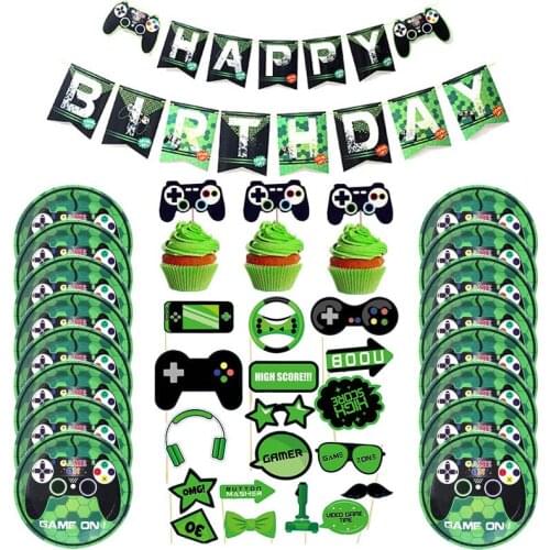 Video game party supplies game console balloon cute boy player birthday decoration tablecloth plate cup baby shower decoration