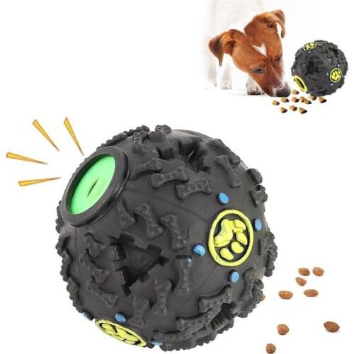 Squeaky Pet Leakage Ball Toys Small Medium Dog Interactive Clean Teeth Training Biting Food Dispenser Extra-tough Treat Fun
