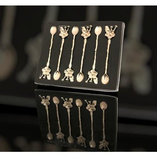 Iva Japanese Rose Silver Tea Spoon Set 6 Personality