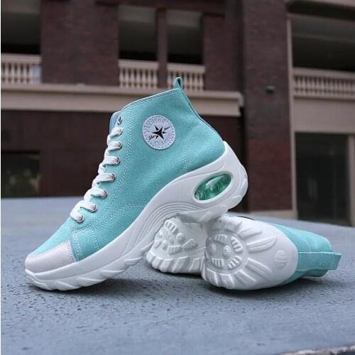 Women Vulcanize Shoes Walking Plus Size Canvas Lace-Up Ballet Flats Casual Running Sneakers Classics High Platform Sports Shoe