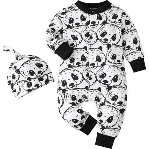 Cartoon Baby Boy Clothes Spring Autumn Newborn Girl Romper Cotton Long Sleeve Baby Boys Romper+Hat Infant Clothing 3-18 Months