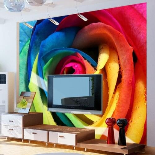 Colorful Rose Flower 8D Papel Murals 3D Wall murals wall paper for sofa tv background wallpaper living room 3d wall photo murals