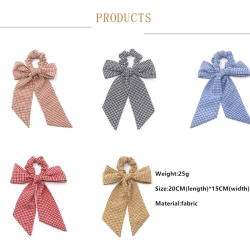 Colorful Plaid Stripe Hair Ribbon Head Accessories Korean Colored Soft Fabric Bowknot Hair Ties Ropes Turban Headwear Wholesale