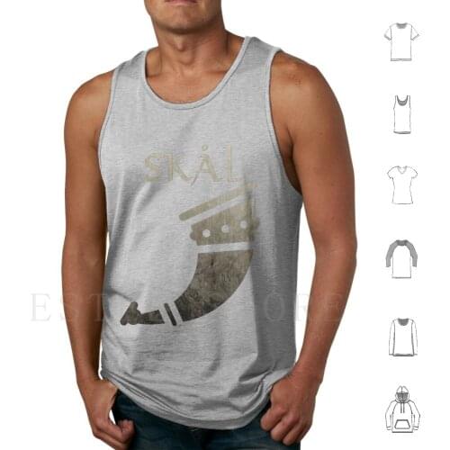 Vikings-Skal Tank Tops Vest Sleeveless Vikings Skal Skol Horn Beer Ragnar Lagertha Odin Danish Norwegian Swedish Skál