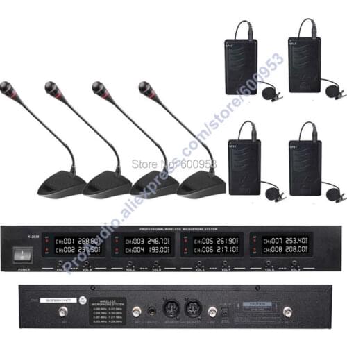 MICWL Audio Classic Digital Wireless Meeting Conference Microphone Mic System - with 4 Desktop Gooseneck 4 Clip-On Lavalier Mic