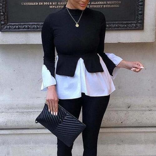 Layered Contrast Long Sleeve Top Women Top Blouse