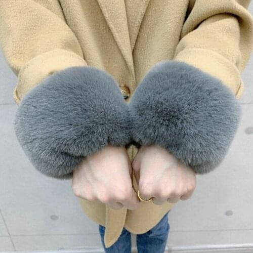 Fashion Winter Warm Faux Fur Elastic Wrist Slap On Cuffs For Women Ladies 1 Pair Solid Color Arm Warmer Plush Wrist Protector