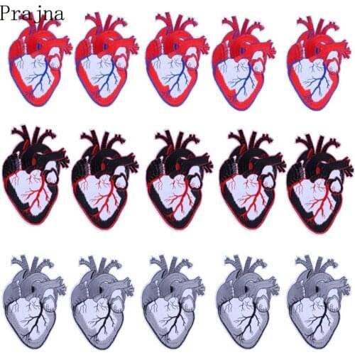 Prajna 10PCS Red Heart Patch Rock Band Iron On Patches Cartoon Sewing Applique Cheap Embroidered Patches For Clothes Wholesale