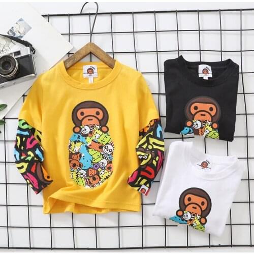 New Kids Boy Girls Cartoon Animal Zoo Pattern Hip Hop Tops Long Sleeve Shirt Casual T-Shirts