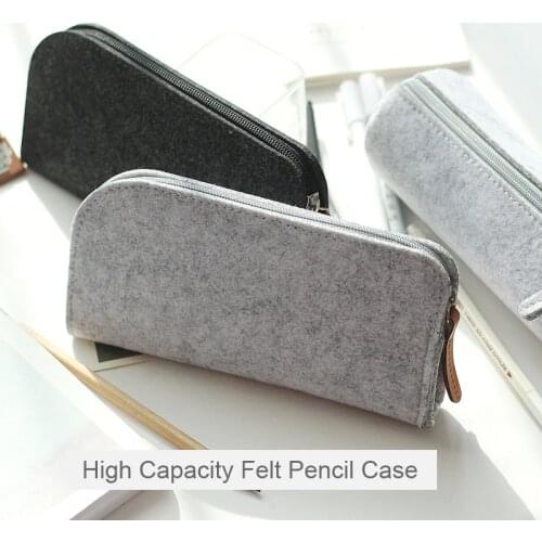 Korean Minimalist Felt Pencil Bag Student Fabric Large Capacity Pencil Case Pen Box School Office Stationery Supplies