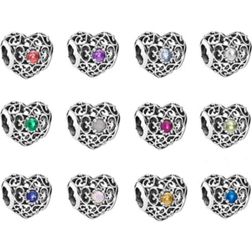 12 Birthstone Beads For Jewelry Making Woman DIY Charms Fits Original Bracelets 925 Sterling Silver Jewelry Bead