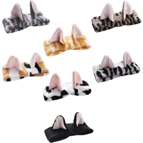 Cute Cat Ear Headband Women Hair Band Wash Shower Make Up Elastic Band On Head