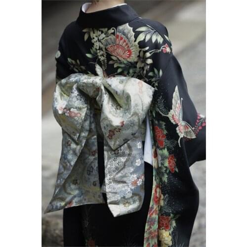 Kimono Women Bathrobe Accessories Silver Premium jacquard Customization Girdle 2021 Large Bow Waist Belt