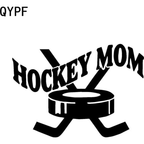 QYPF 14.2cm*10cm Car Styling Mom Hockey Sports Fashion Vinyl Car Stickers Black Silver S2-0643