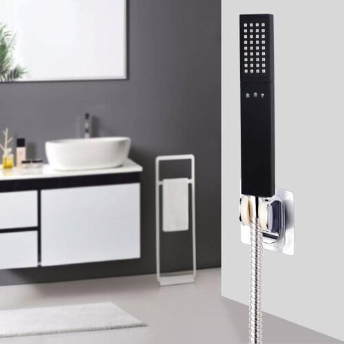 3 Functions Handheld Bar Shape Boosting Pressure Adjustable Dual Sides Massage Bathroom Accessory Black Hand Shower Head