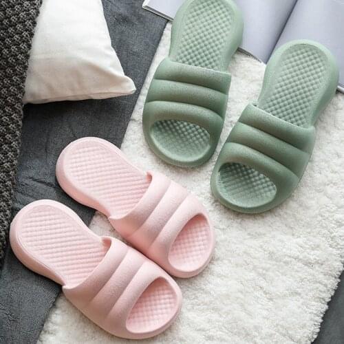 New Cool Bathroom Thick Sole Girls Flip Flops EVA Summer Indoor Fashion Solid Color Bubble Soft Non-slip Men and Women Slippers