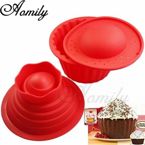 Aomily 3pcs/set Silicone Cupcake Dessert Birthday Cake Ice Cream Mold Muffin Baking Nonstick and Heat Resistant Reusable Mould
