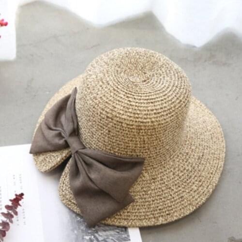Short Brim Sunhat Cruise Travel Straw Hat Bowknot Seaside Holiday Hat Elegant Wedding Cap For Party Cooling Trendy Cap
