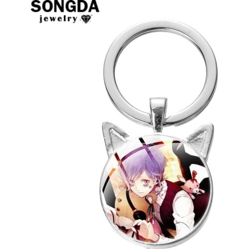 SONGDA Diabolik Lovers Anime Keychain Fashion Cat Ears 3 Color Key Chain Metal Keyring Pendant Interesting Trinket Accessories