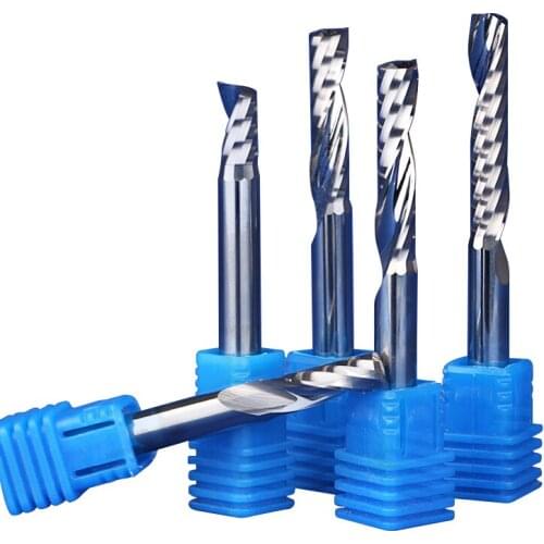 1pc AAA 6/8/10mm SHK Single Flute Spiral Tools Engraving Bits Cutter Solid Carbide Endmill Cutting Wood Machine