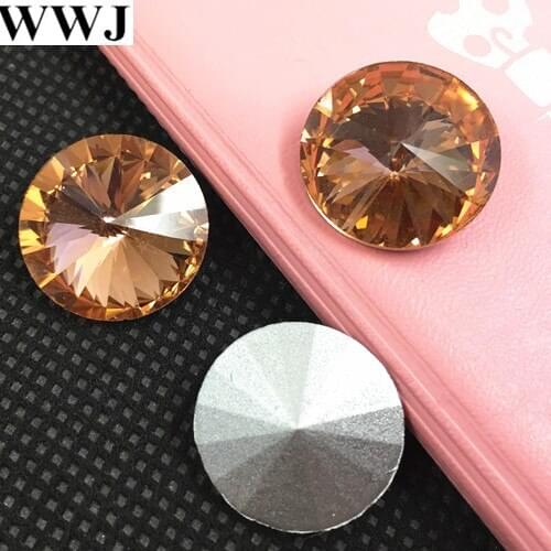 Light peach color Rivoli Crystal Fancy Stone Point Back Glass Stone For Jewelry Making 6mm 8mm 10mm 12mm 14mm 16mm 18mm