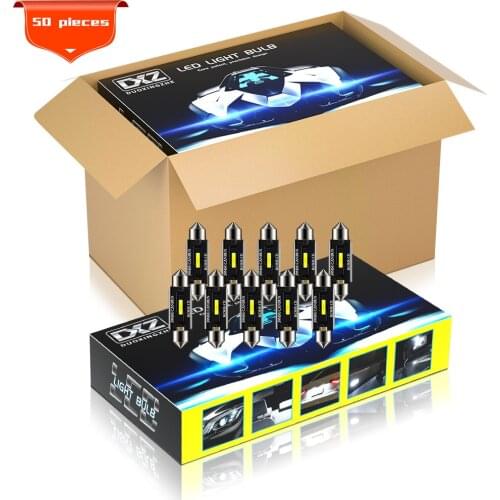 DXZ 50Pcs C5W C10W LED Bulbs Canbus Festoon-39MM CSP 1860 NO ERROR Car Interior Dome Light Reading Lights 12V/24V 3W Universal
