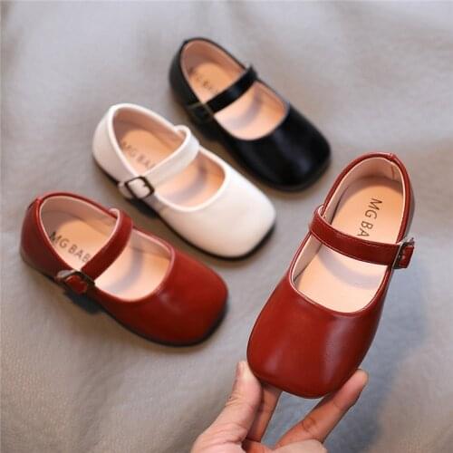 Girls Shoes Square Toe Mary Janes Shoes For Baby Black Whit Children Basic Princess Shoes Kids Single Shoe White Spring Autumn
