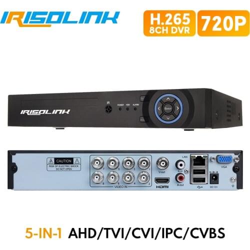 Irisolink 1080N 8CH AHD DVR 5 In 1 HYBRID H.265 Security Recorder For 720P AHD TVI CVI Analog IP Camera Motion Detection