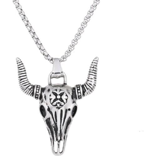Vintage Non-Mainstream Goat Head Pendant Domineering Trendy Mens Necklace Titanium Steel Does Not Fade Personality Accessories