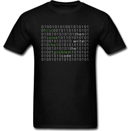 WordCloud First Solve the Problem Code Tshirts Program Hacker Problemmer IT Computer Camisa Tops & Tees Men Funny O-Neck