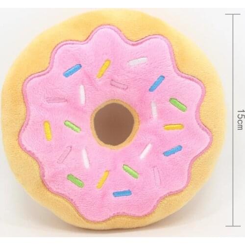 Chew Plush Pet Donut Play Toys Lovely Pet Dog Puppy Cat Tugging Chew Squeaker Quack Sound Toy Chew Donut Play Toys