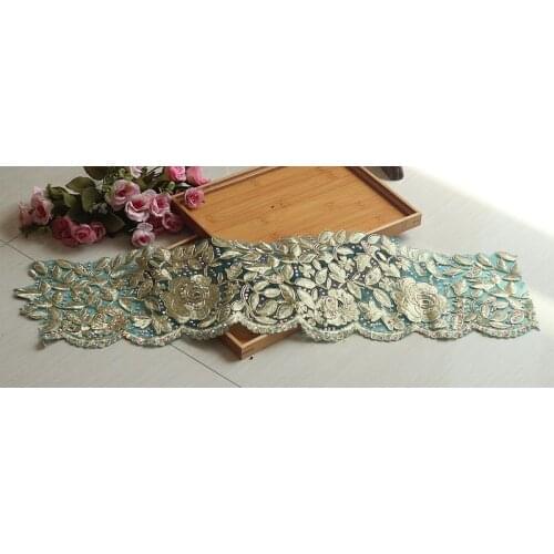 Gold Lace Trim High Quality Wedding Lace Trim Embroidered Retro Lace Bridal 6.7'' Wide