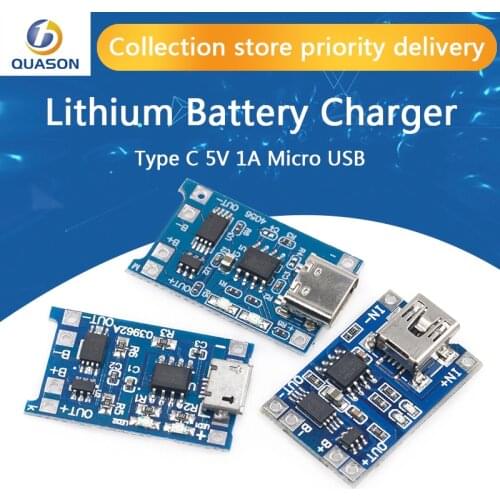 1PCS 5V 1A Micro USB 18650 type-c Lithium Battery Charging Board Charger Module+Protection Dual Functions TP4056 18650
