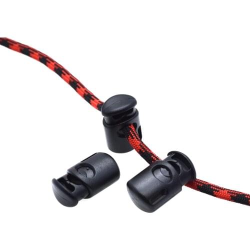 10pcs/pack Cord Lock Stopper Plastic Barrel Spring Toggle Cord Buckle Black 25mm*14mm*10mm For Bags/Garments