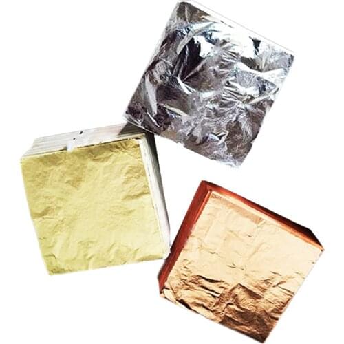 100pcs 14x14cm Design Paper Art Craft Foil Papers Gild Imitation Gold Sliver Copper DIY Craft Decor Leaf Leaves Sheets Practical