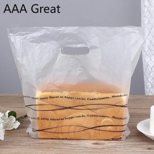 100Pcs/Lot Plastic Biscuits Packaging Bread Baking Supplies Cookies Package Candy Bags Party Gift Handle Pouches Cake