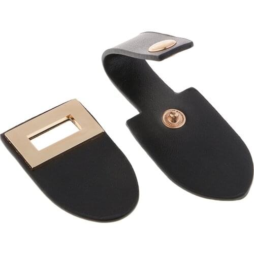 2 Pair DIY PU Leather Sewing Buttons with Metal Buckle Hook Snap Clasp Black