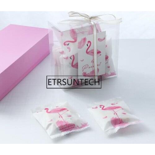 200pcs Ins Style Handmade Transparent Baking Food Package Box Flamingo Sealing Sticker DIY Cookies Candy Biscuits Gift Box