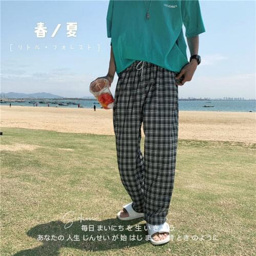 2021 Mens Hip Hop Style Black Casual Pants Oversized Joggers Sweatpants Pantalon Homme Fashion Lattice Printing Trousers S-2XL