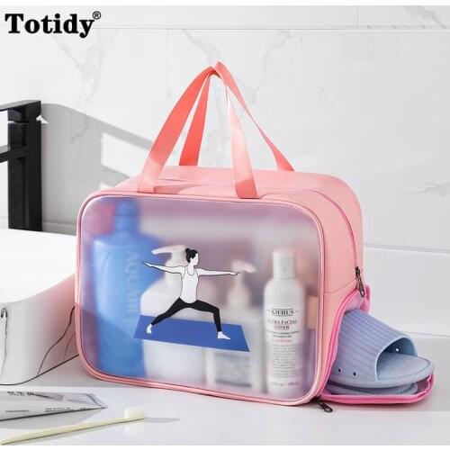 2021 Ladies Transparent Large Capacity Cosmetic Bag PVC Travel Wash Toilet Makeup Bag Organizer Fitness Swimming Gym Storage Bag